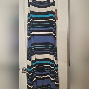 Striped Maxi Skirt in Blue and White Size M
